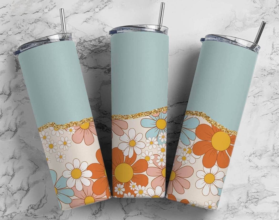 20oz boho floral skinny tumbler - Fresh Start Candles