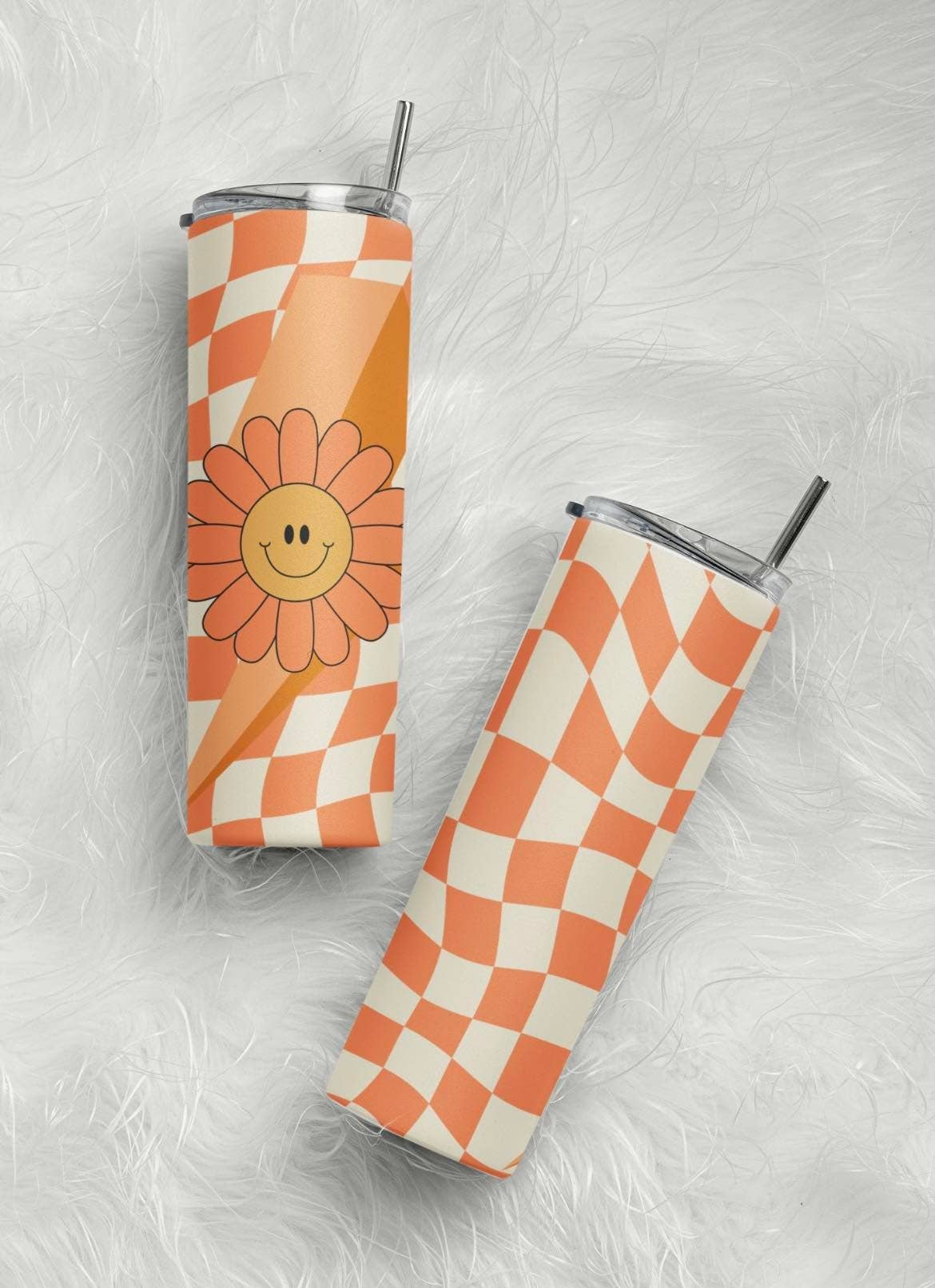 20oz retro checkered skinny tumbler - Fresh Start Candles