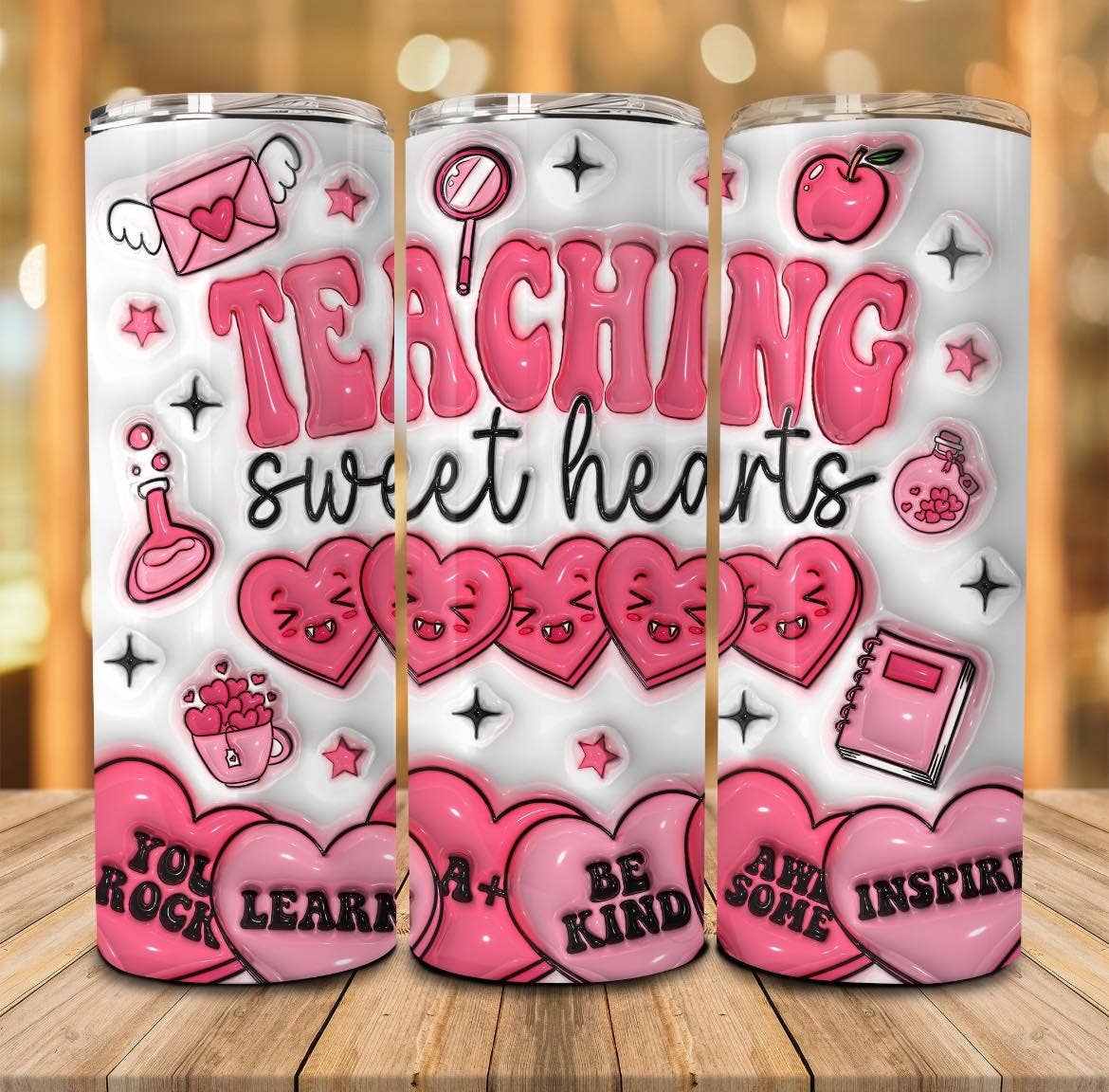 20oz teaching sweathearts valentines skinny tumbler - Fresh Start Candles