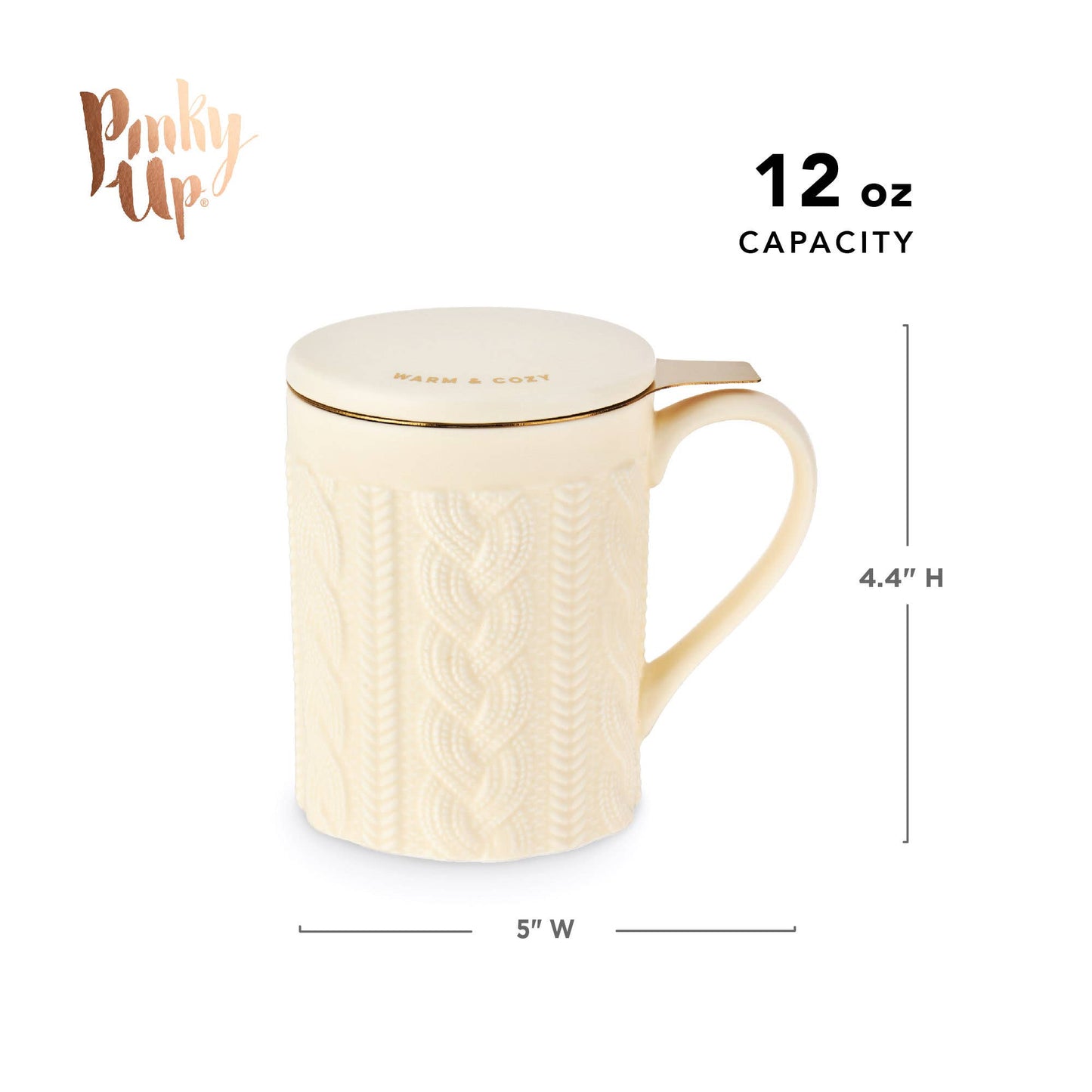 Annette™ 3D Ceramic Mug with Infuser Knit Warm and Cozy - Fresh Start Candles