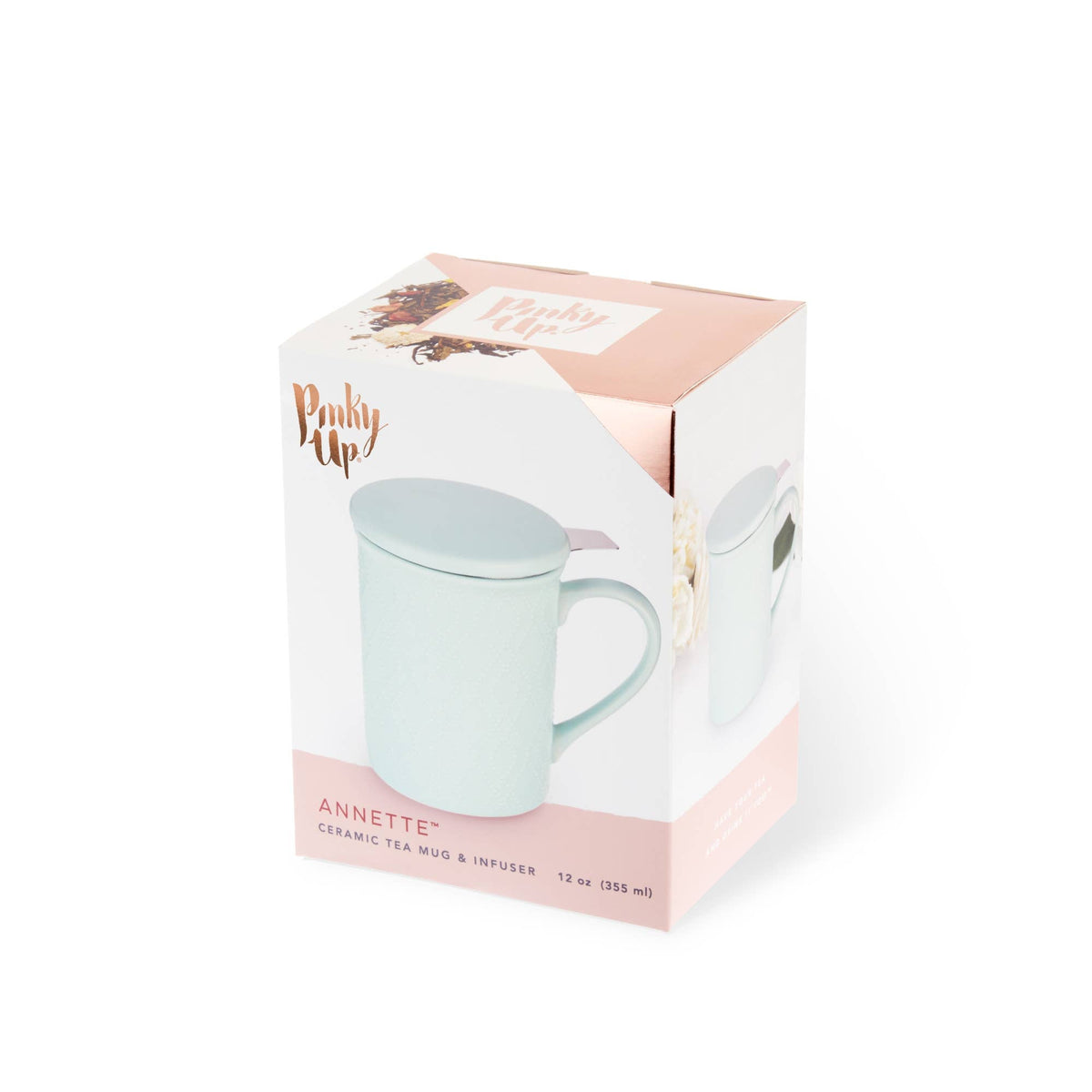 Annette™ 3D Ceramic Mug with Tea Infuser in Souk Mint - Fresh Start Candles