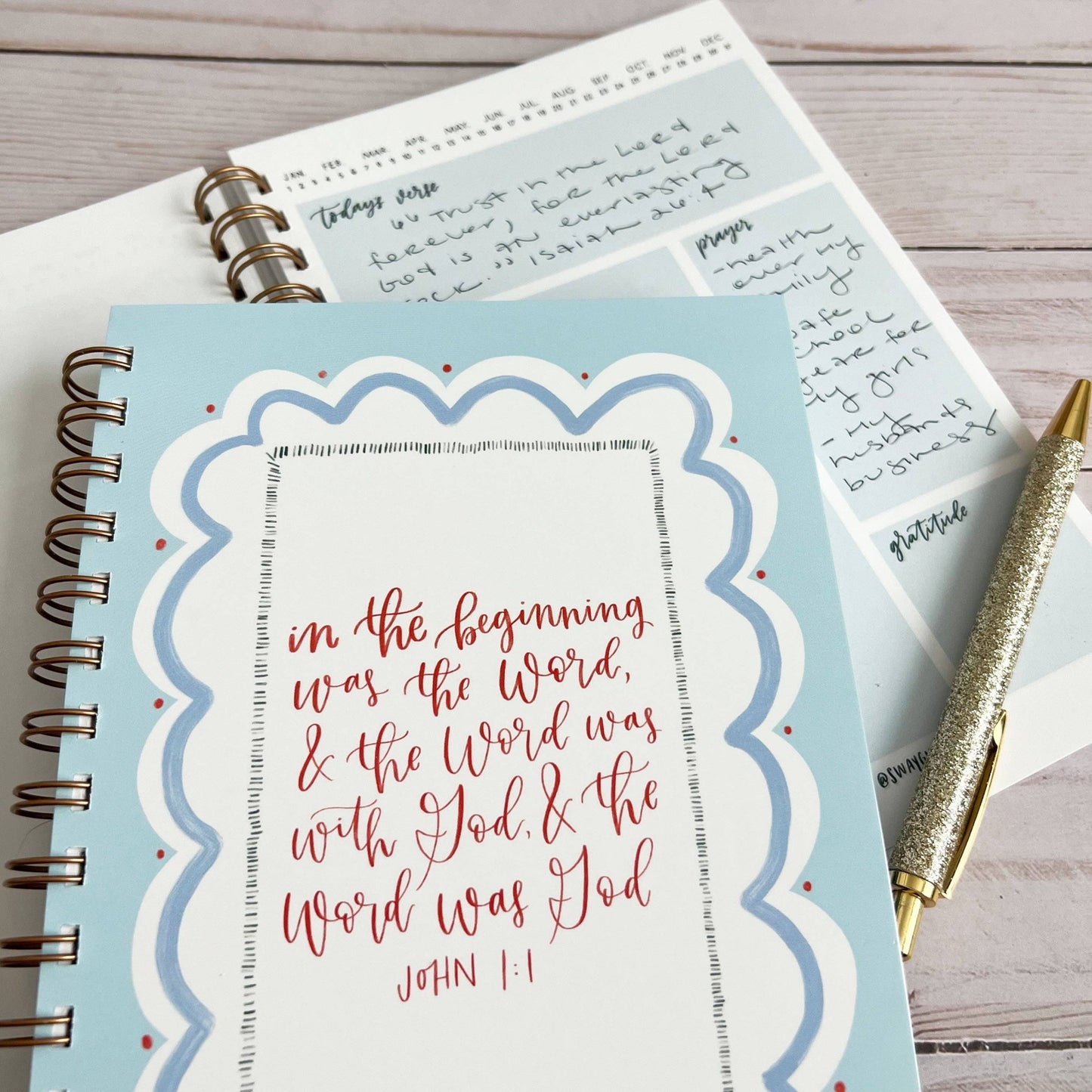 Bible study notebook | Bible journal | Christian notebook: Blue - Fresh Start Candles