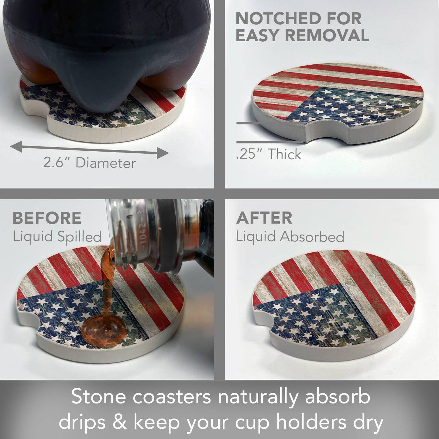 Car Coaster Americana Bulk Absorbent Stone - Fresh Start Candles