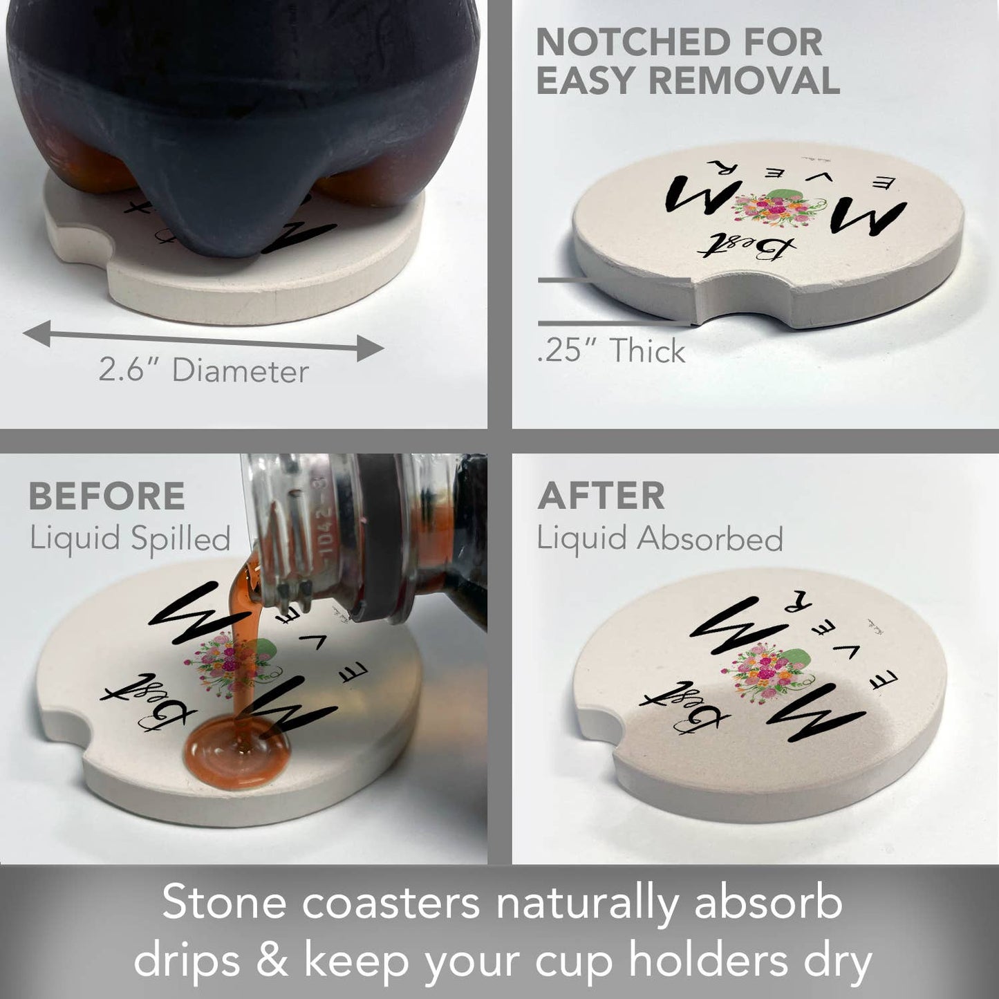 Car Coaster Best Mom Ever Bulk Absorbent Stone - Fresh Start Candles