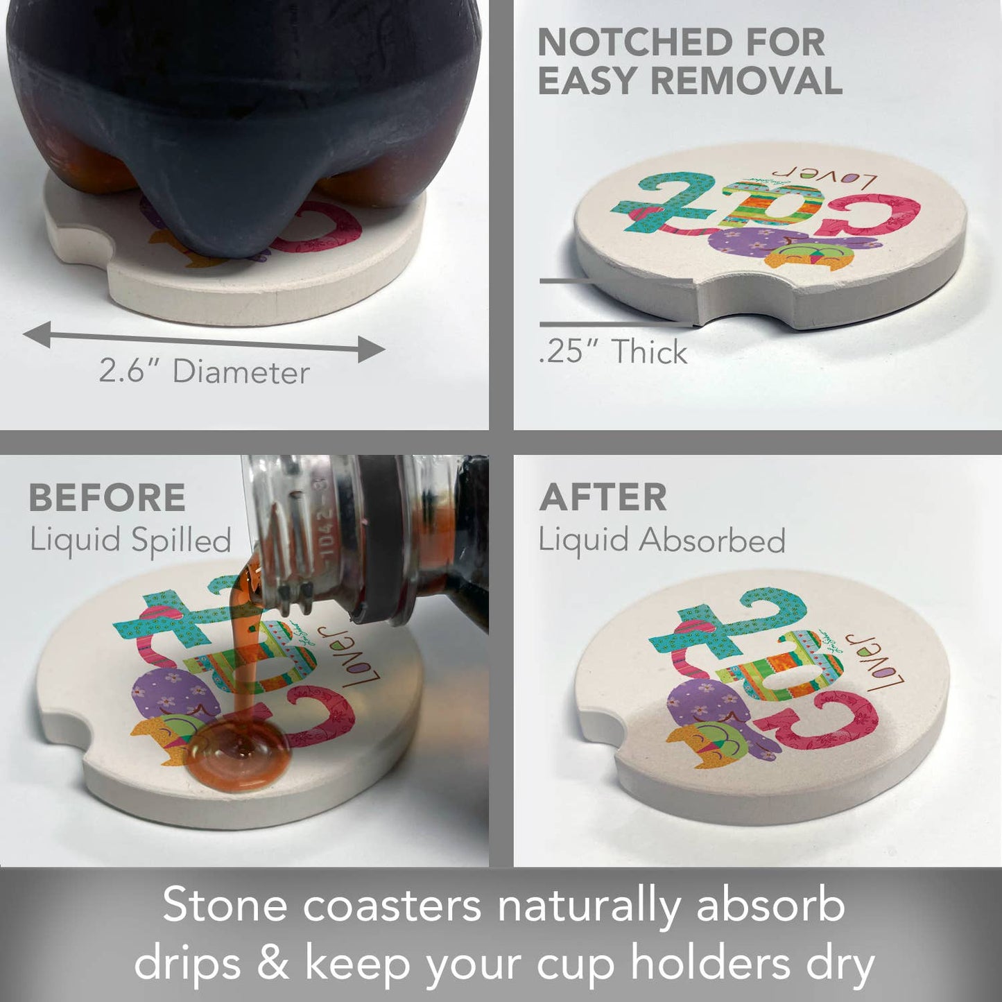 Car Coaster Cat Lover Bulk Absorbent Stone - Fresh Start Candles