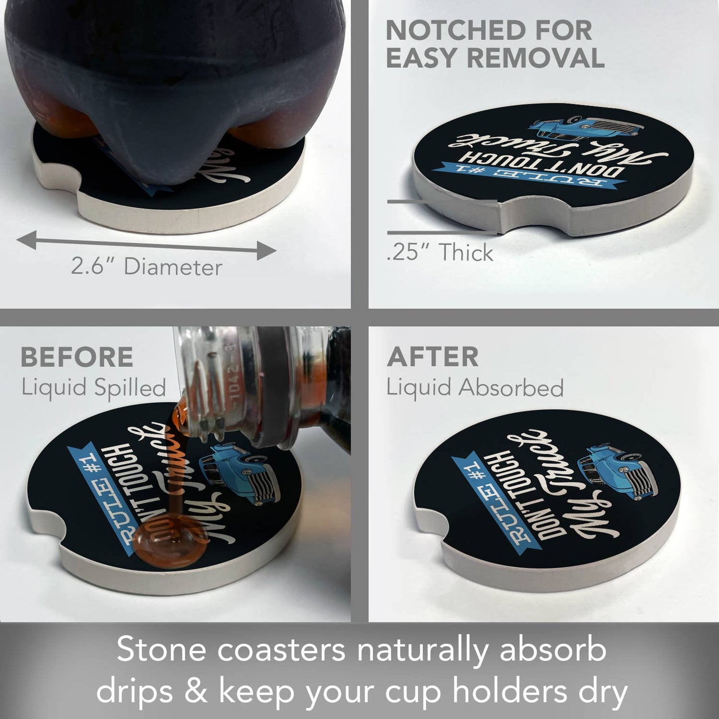 Car Coaster Don't Touch My Truck Absorbent Stone 1 Pk - Fresh Start Candles