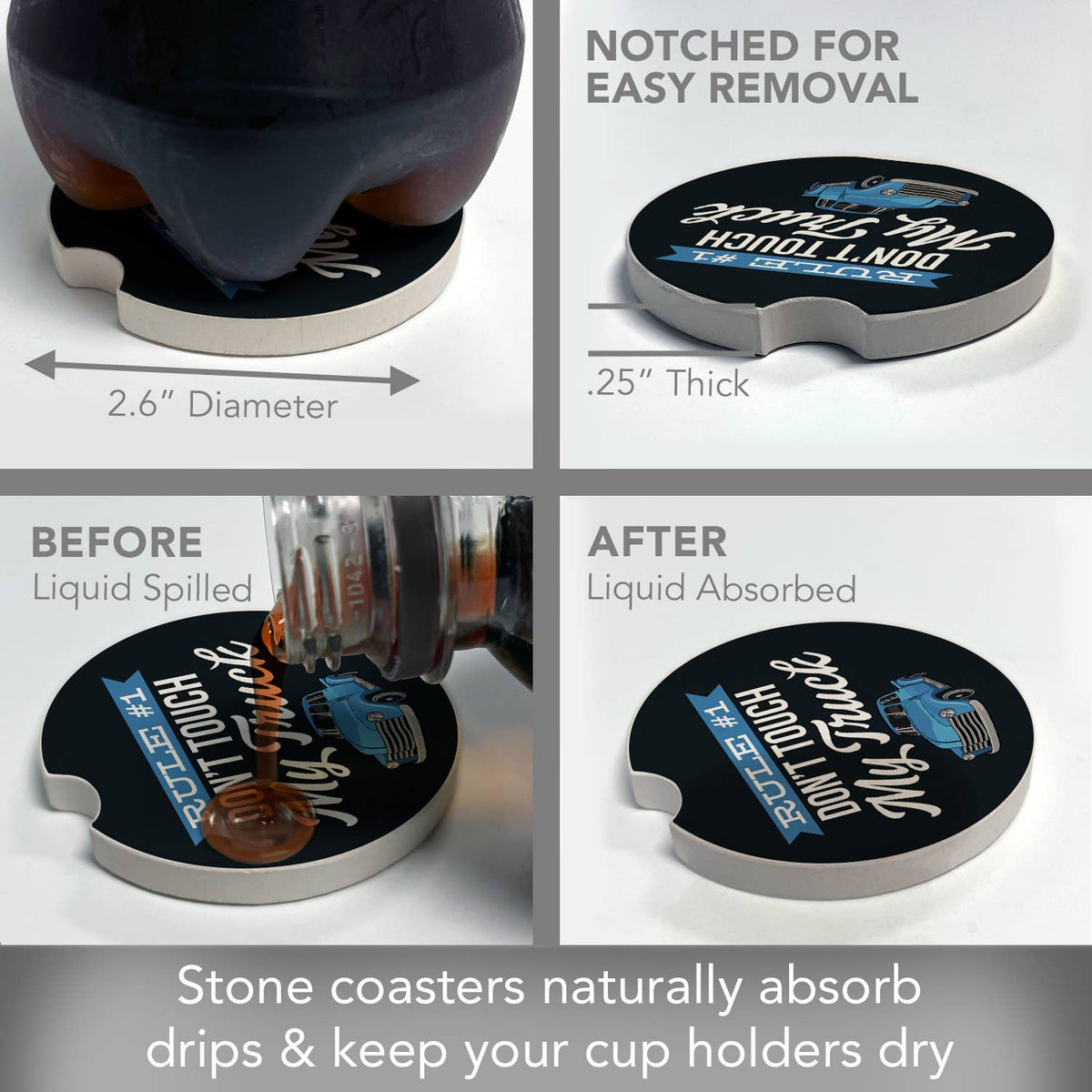 Car Coaster Don't Touch My Truck Absorbent Stone 1 Pk - Fresh Start Candles