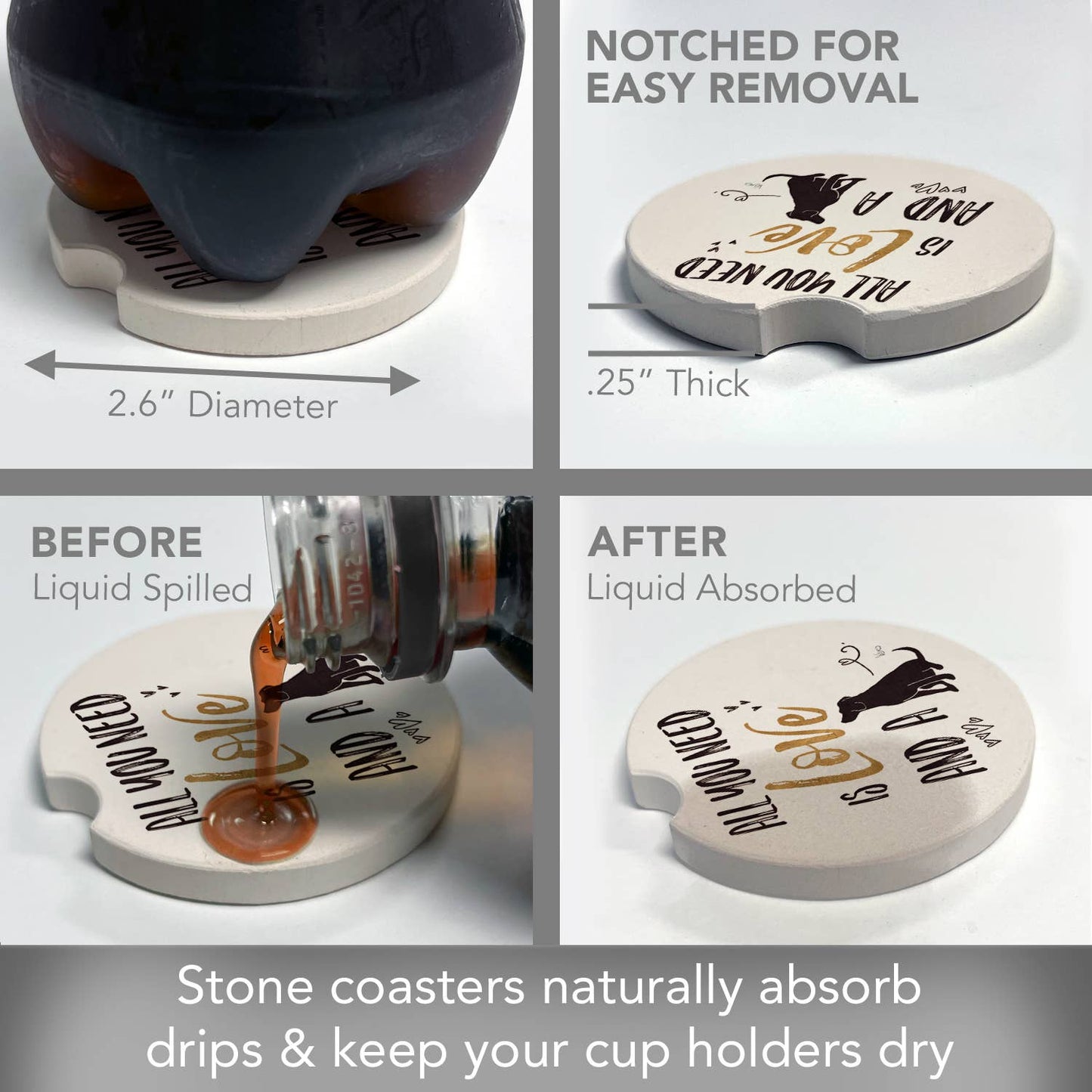 Car Coaster Love A Dog Bulk Absorbent Stone - Fresh Start Candles
