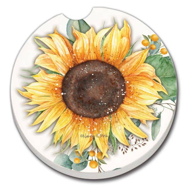 Car Coaster Sunflower Fields Absorbent Stone 1 Pk - Fresh Start Candles