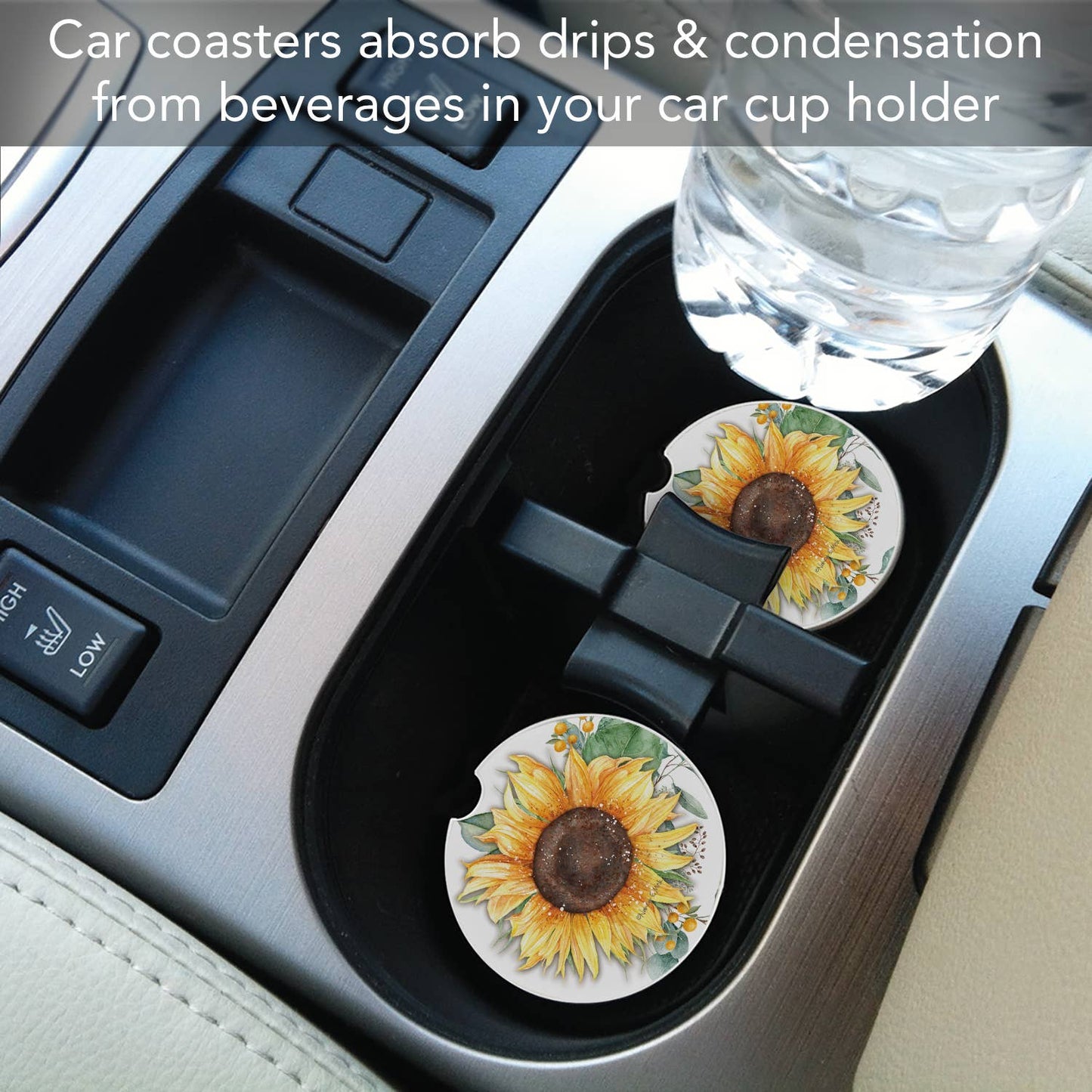Car Coaster Sunflower Fields Absorbent Stone 1 Pk - Fresh Start Candles