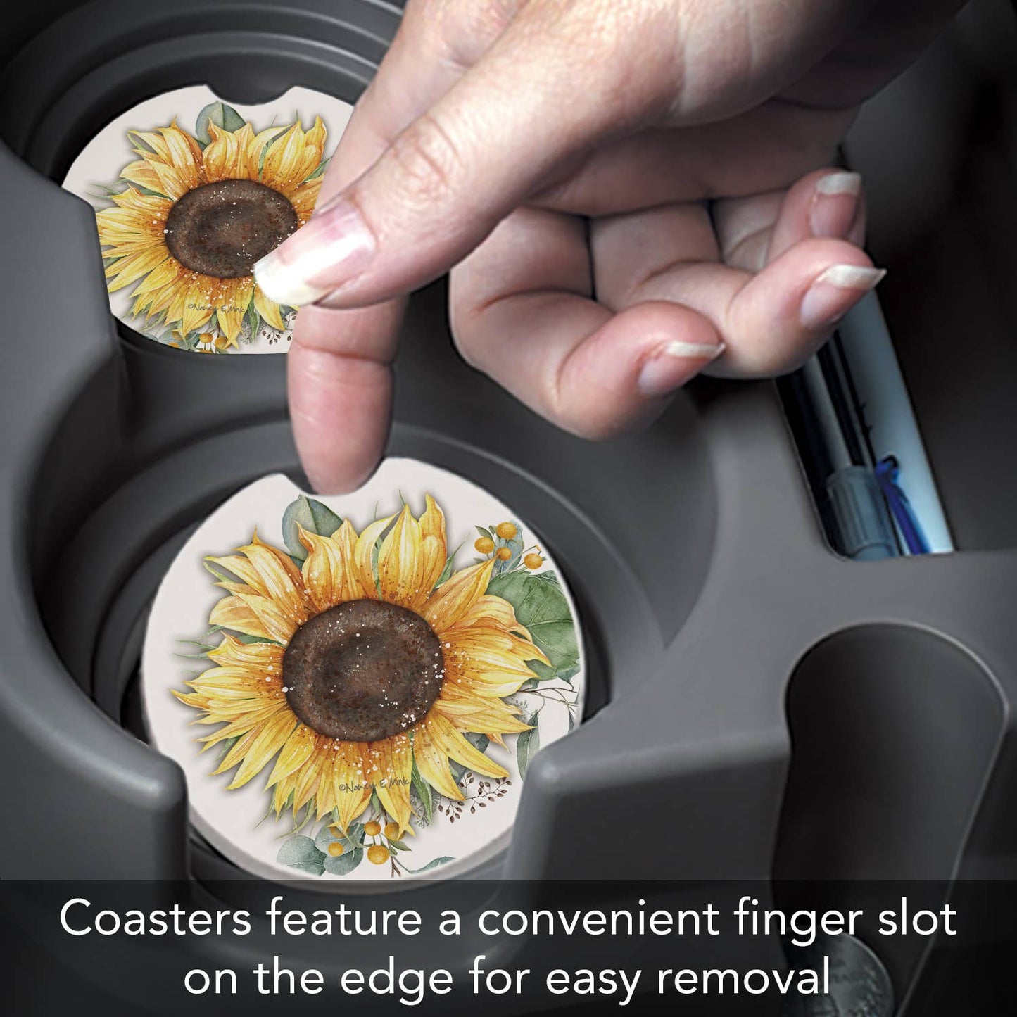 Car Coaster Sunflower Fields Absorbent Stone 1 Pk - Fresh Start Candles