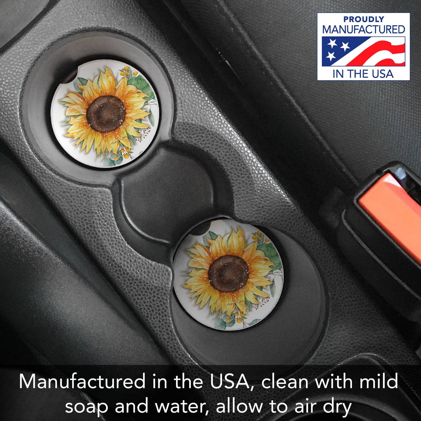Car Coaster Sunflower Fields Absorbent Stone 1 Pk - Fresh Start Candles