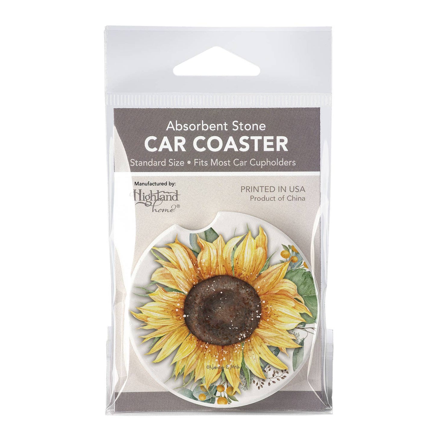 Car Coaster Sunflower Fields Absorbent Stone 1 Pk - Fresh Start Candles