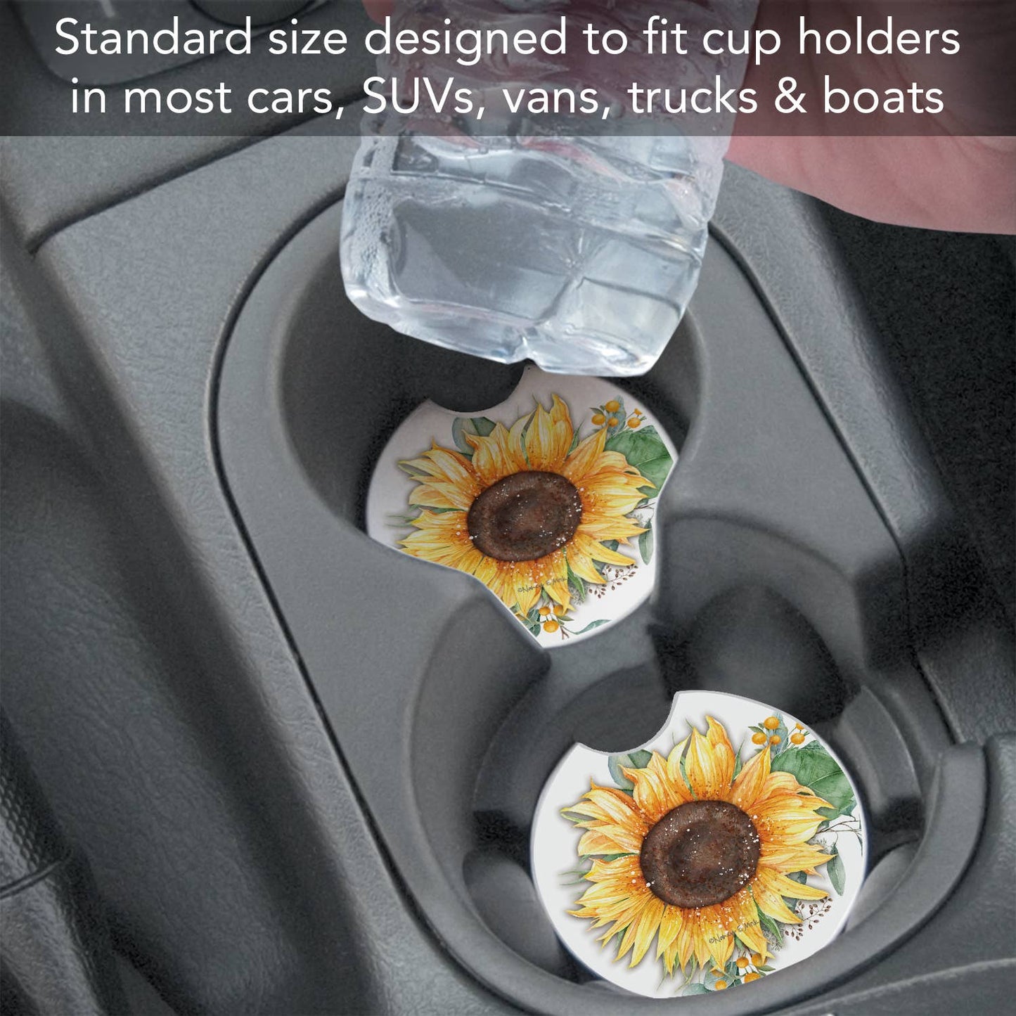 Car Coaster Sunflower Fields Absorbent Stone 1 Pk - Fresh Start Candles