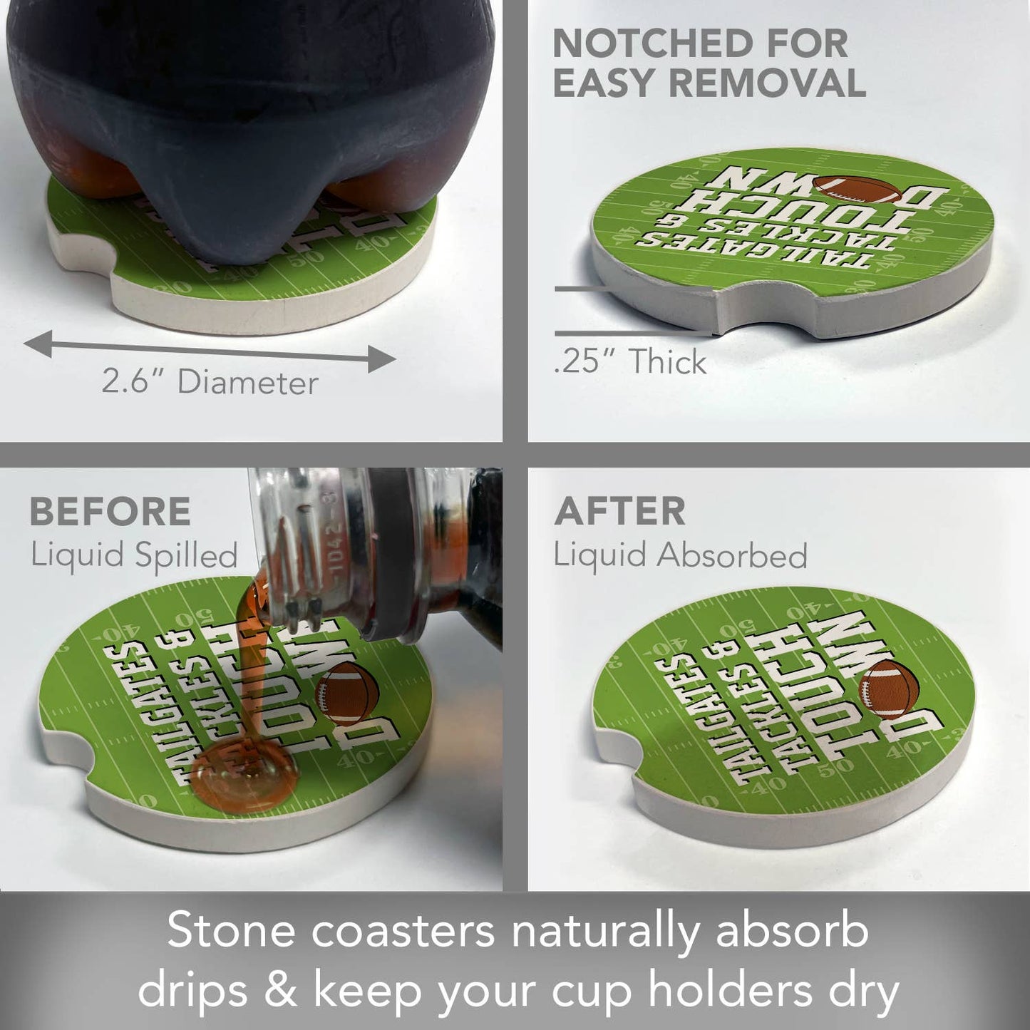 Car Coaster Touch Down Absorbent Stone - Fresh Start Candles