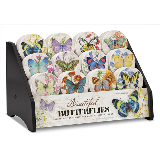 Coaster Cassius Blue Beautiful Butterflies Round Stone - Fresh Start Candles