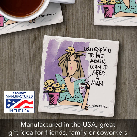 Coaster Need A Man Single Absorbent Stone Tumbled Tile - Fresh Start Candles