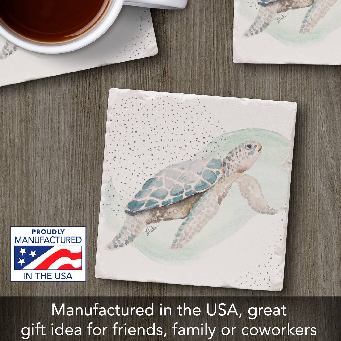 Coaster Sea Turtle Absorbent Stone Tumbled Tile - Fresh Start Candles