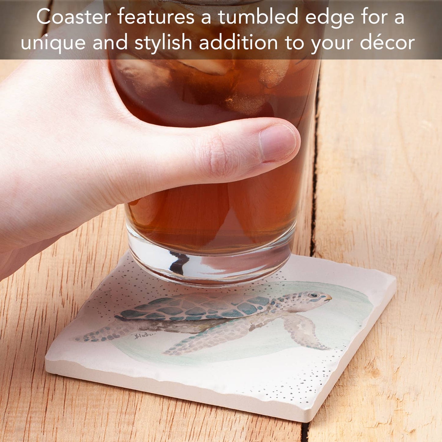 Coaster Sea Turtle Absorbent Stone Tumbled Tile - Fresh Start Candles