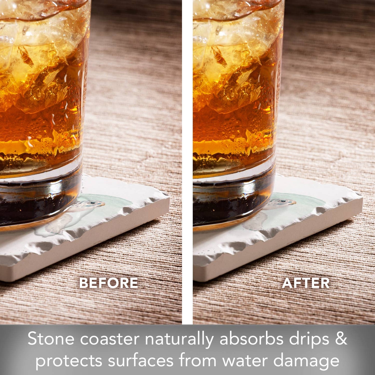 Coaster Sea Turtle Absorbent Stone Tumbled Tile - Fresh Start Candles