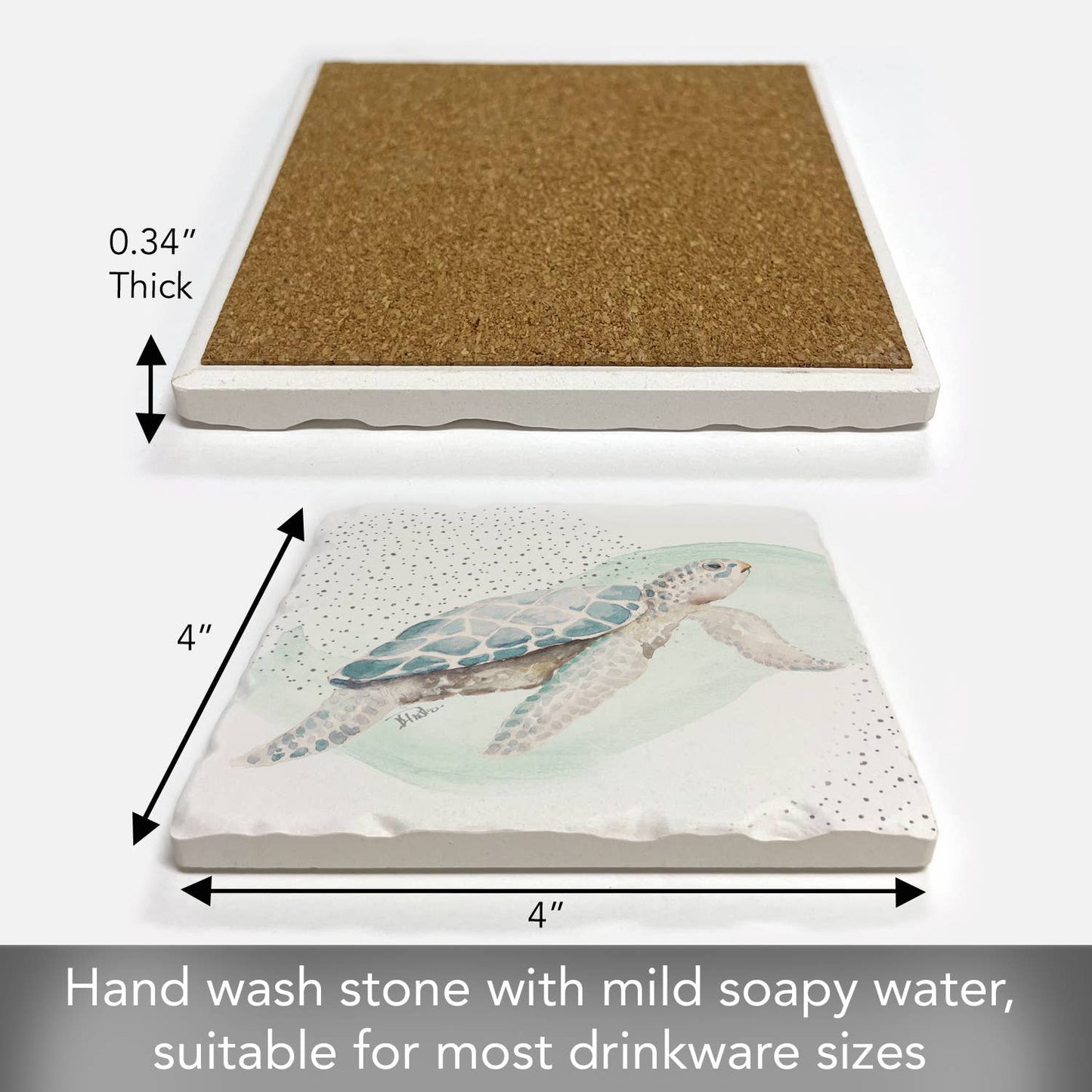 Coaster Sea Turtle Absorbent Stone Tumbled Tile - Fresh Start Candles