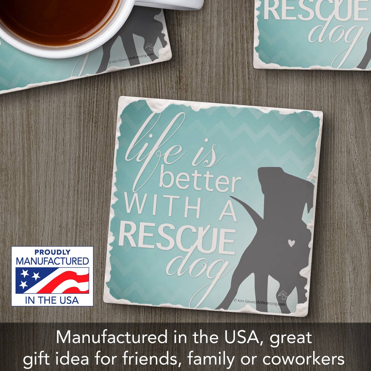 Coaster Thirstystone "Rescue Dog" Single Absorbent Stone - Fresh Start Candles