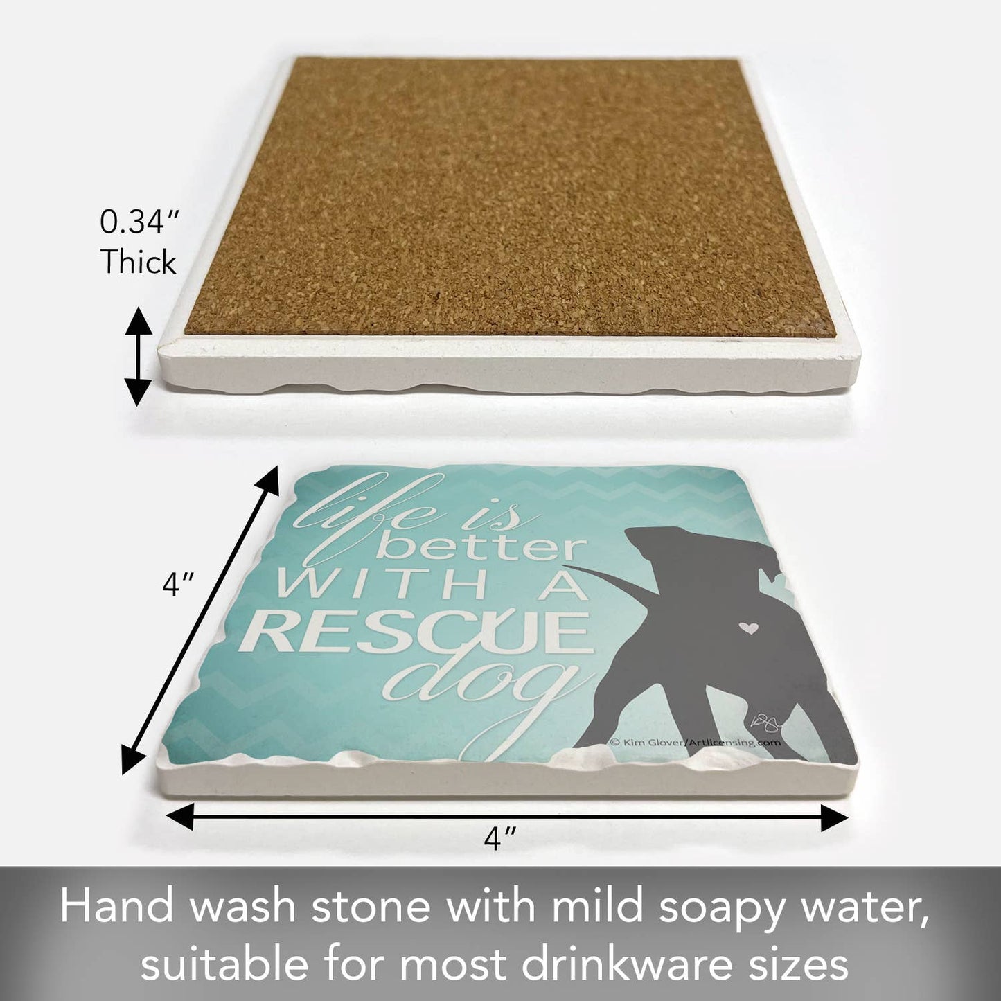Coaster Thirstystone "Rescue Dog" Single Absorbent Stone - Fresh Start Candles
