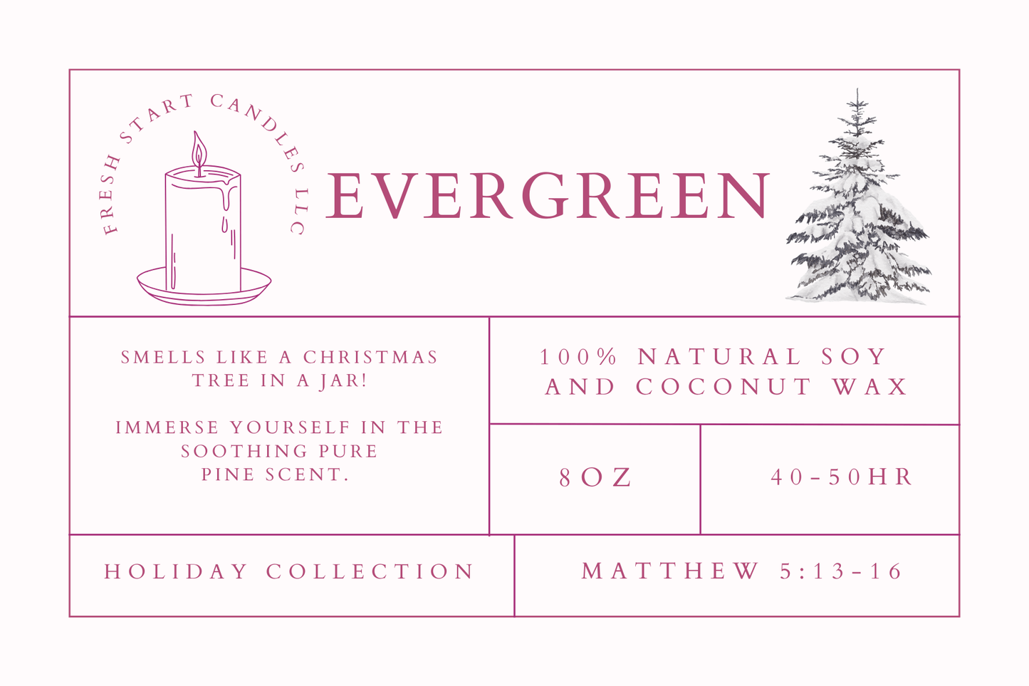Evergreen 8oz - Fresh Start Candles