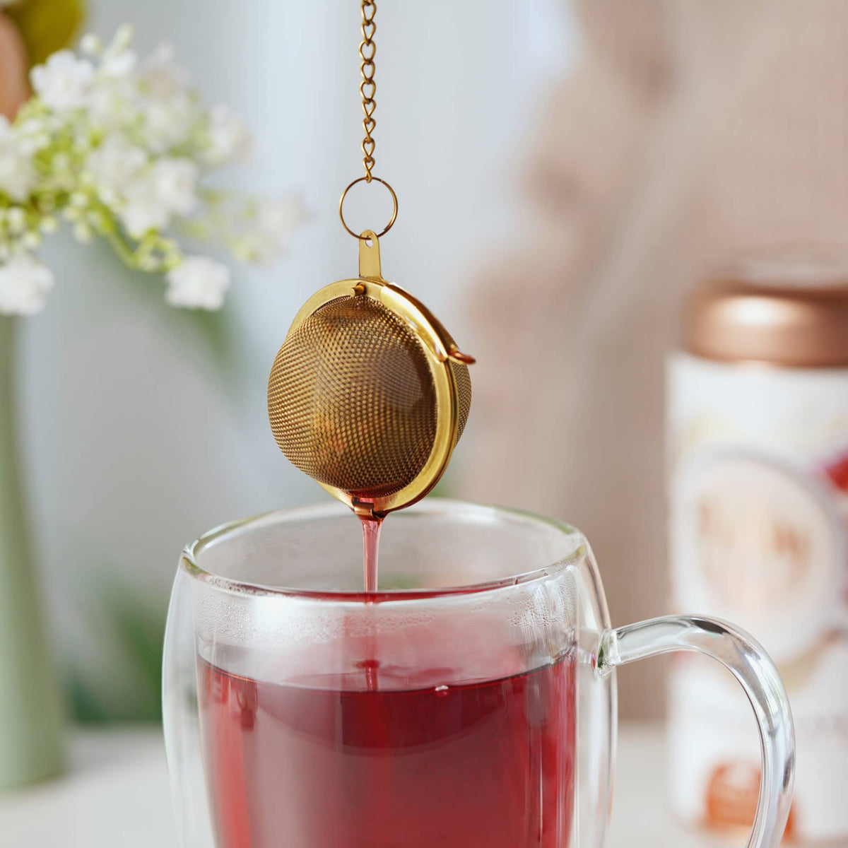 Gold Plated Stainless Steel Tea Infuser Small Mesh Ball - Fresh Start Candles