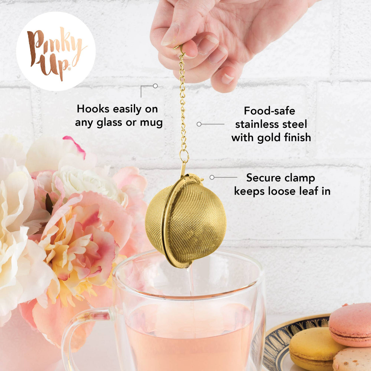 Gold Plated Stainless Steel Tea Infuser Small Mesh Ball - Fresh Start Candles