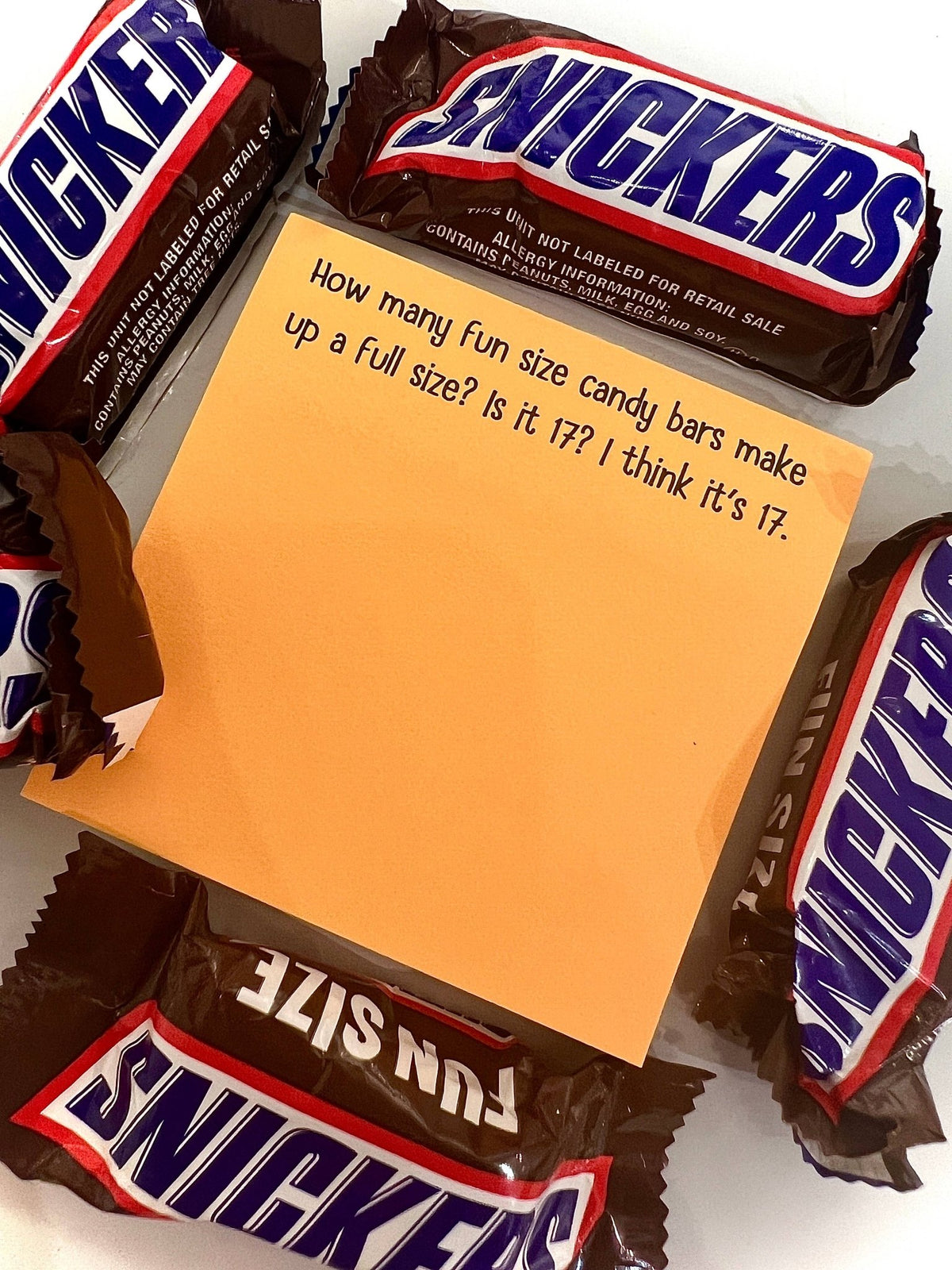 How many fun size candy bars in a full size | sticky notes - Fresh Start Candles