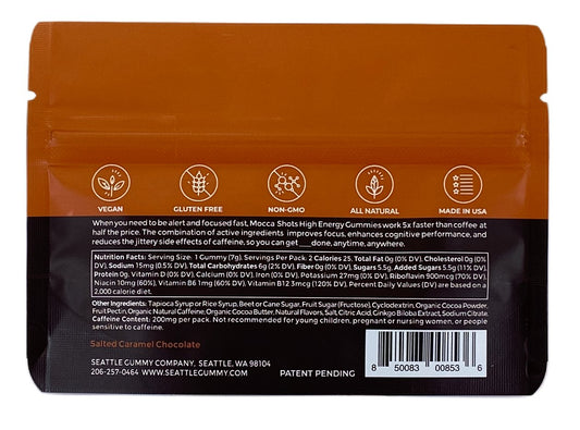 Mocca Shots Salted Caramel Chocolate Caffeine Gummy |1 - Pack - Fresh Start Candles