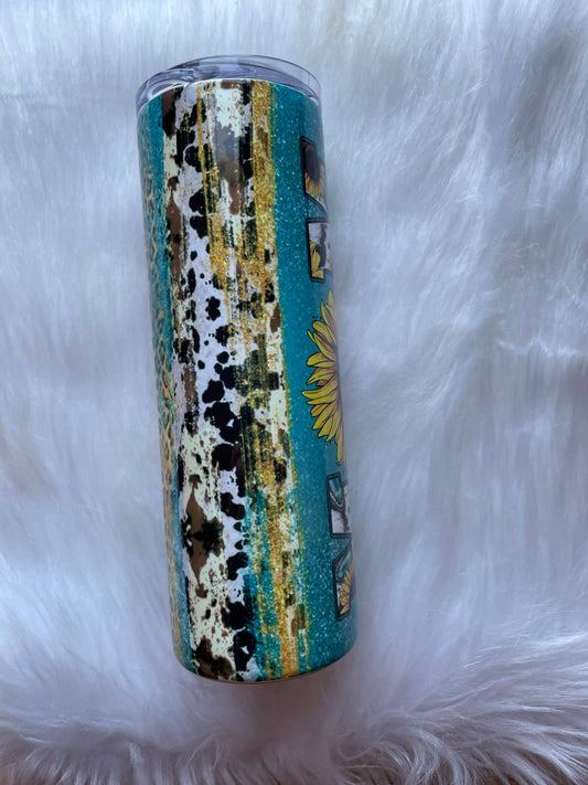 Mom sunflower 20oz tumbler with lid and straw - Fresh Start Candles