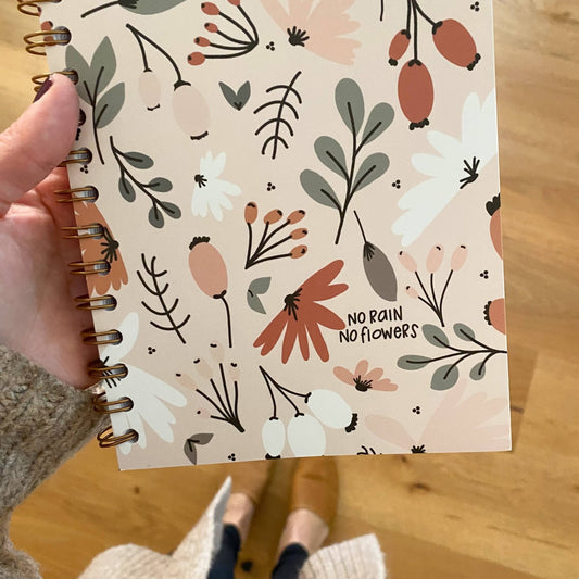 No Rain No Flowers Notebook | Soft cover journal - Fresh Start Candles