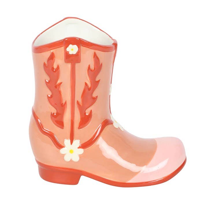 Pink Cowboy Boot Flower Vase - Fresh Start Candles