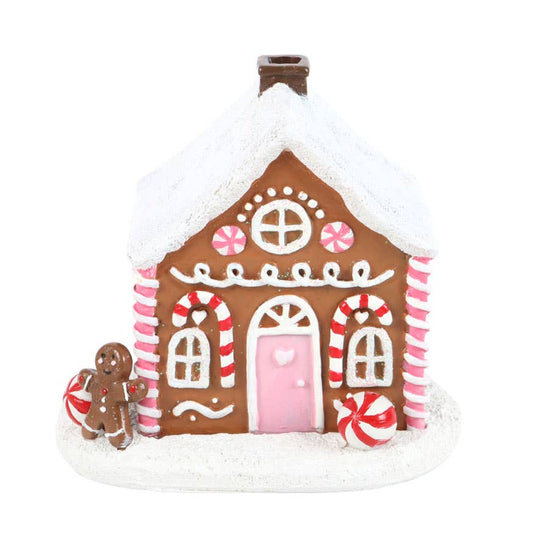 Pink Gingerbread House Christmas Incense Cone Burner - Fresh Start Candles