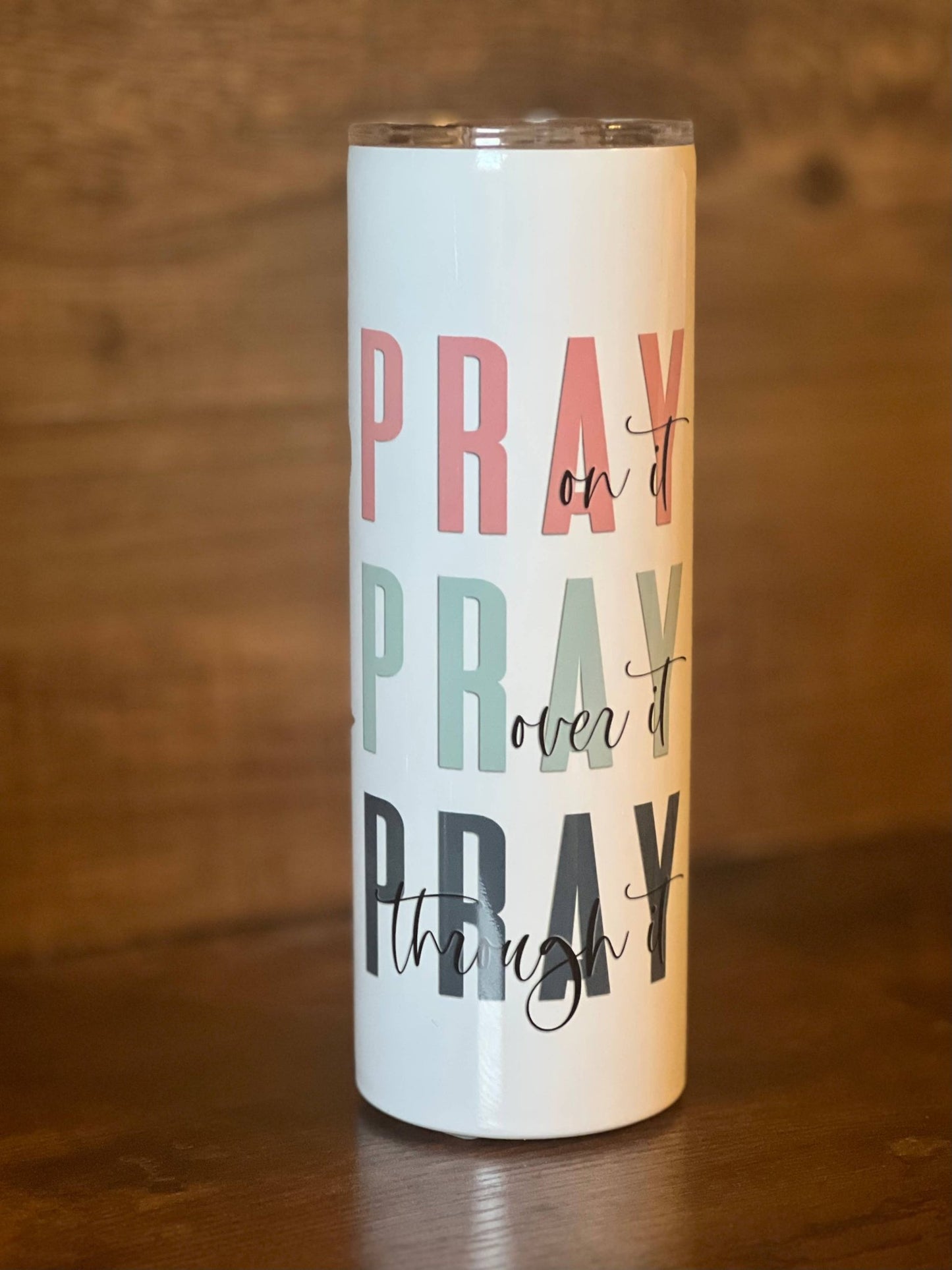 Pray Motivational Watercolor Floral - 20oz Skinny Tumbler - Fresh Start Candles