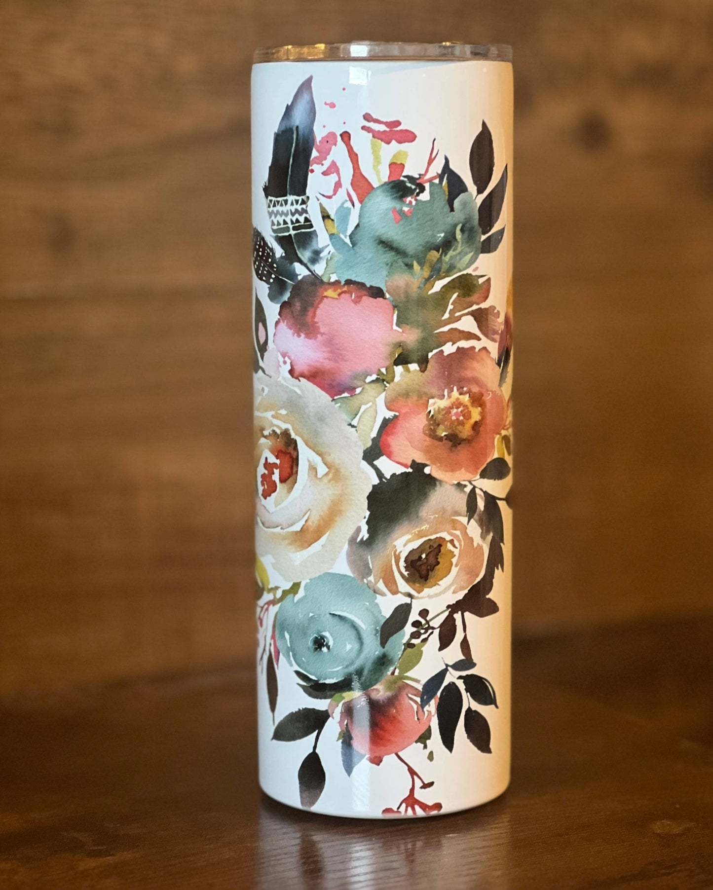 Pray Motivational Watercolor Floral - 20oz Skinny Tumbler - Fresh Start Candles