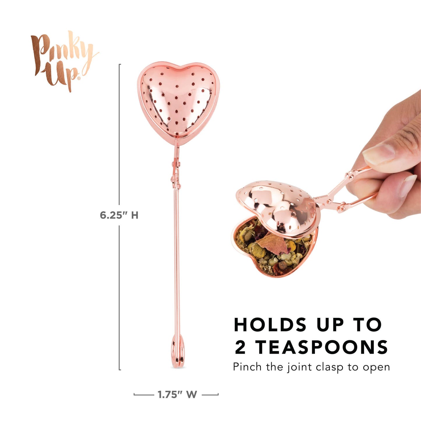 Rose Gold Plated Stainless Steel Tea Infuser Heart - Fresh Start Candles