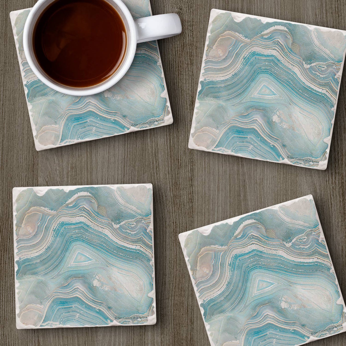 Thirstystone "Agate In Blue" Tumbled Tile Coaster 4pk - Fresh Start Candles
