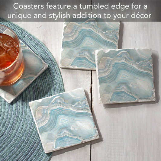 Thirstystone "Agate In Blue" Tumbled Tile Coaster 4pk - Fresh Start Candles