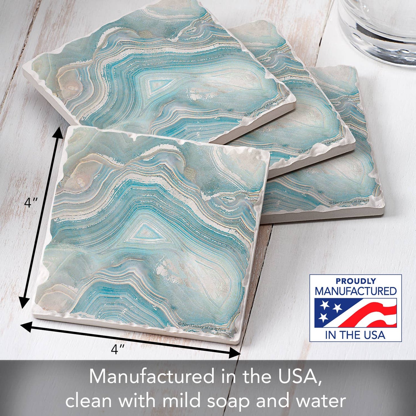 Thirstystone "Agate In Blue" Tumbled Tile Coaster 4pk - Fresh Start Candles