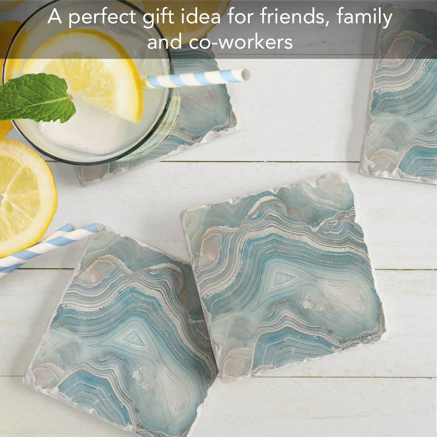 Thirstystone "Agate In Blue" Tumbled Tile Coaster 4pk - Fresh Start Candles
