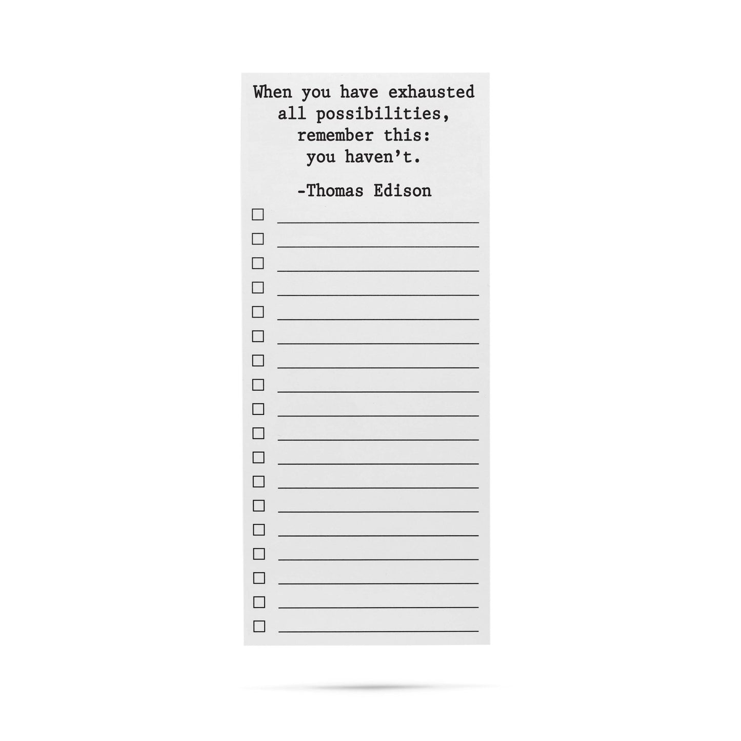 Thomas Edison quote - magnetic list pad with lined sheets - Fresh Start Candles