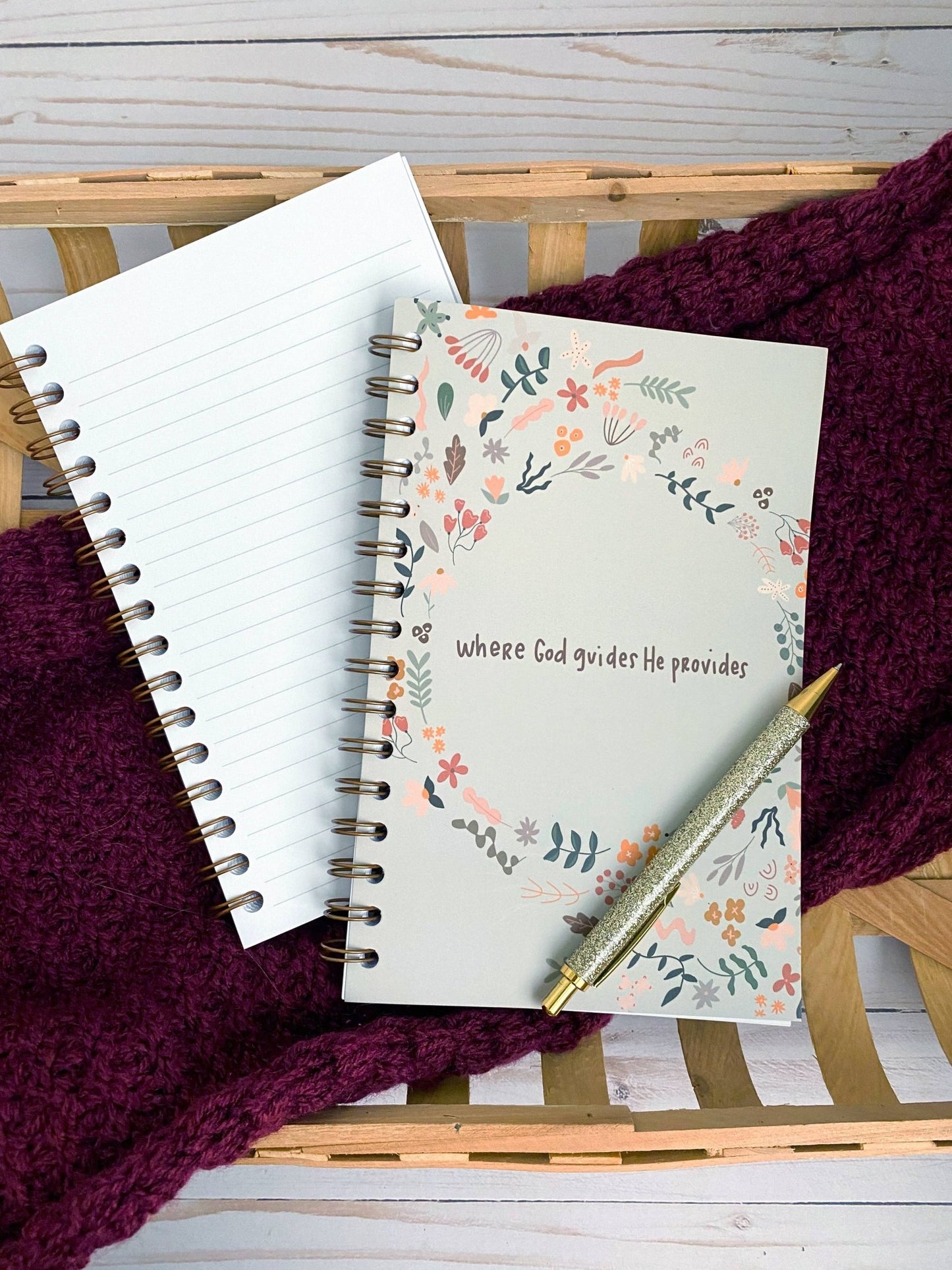 Where God guides He provides Notebook - Fresh Start Candles