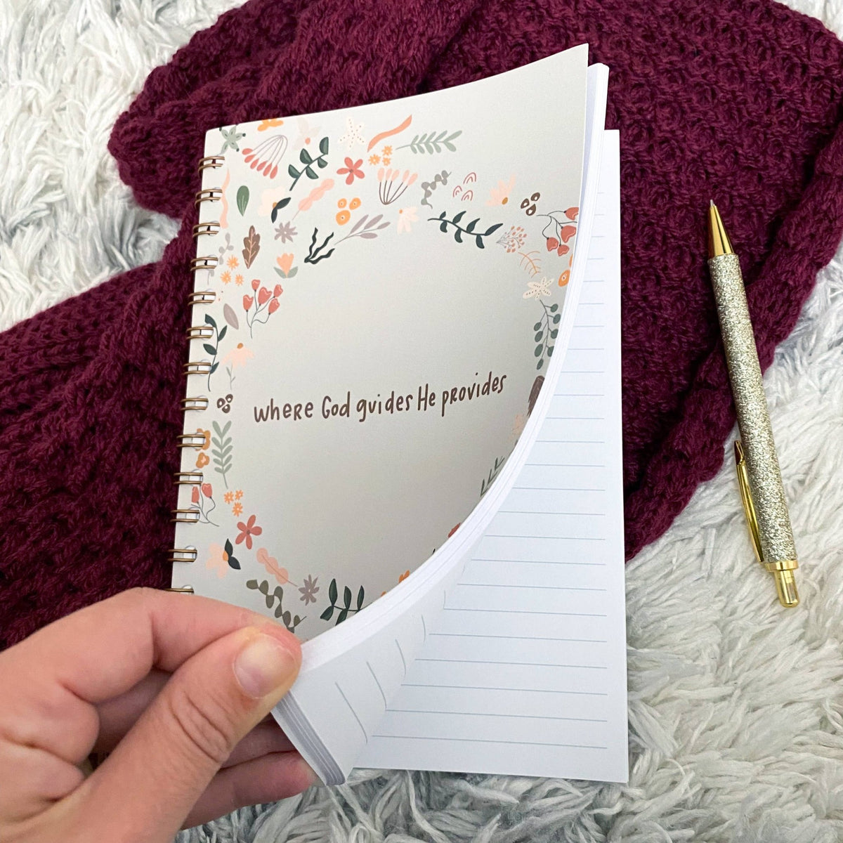 Where God guides He provides Notebook - Fresh Start Candles