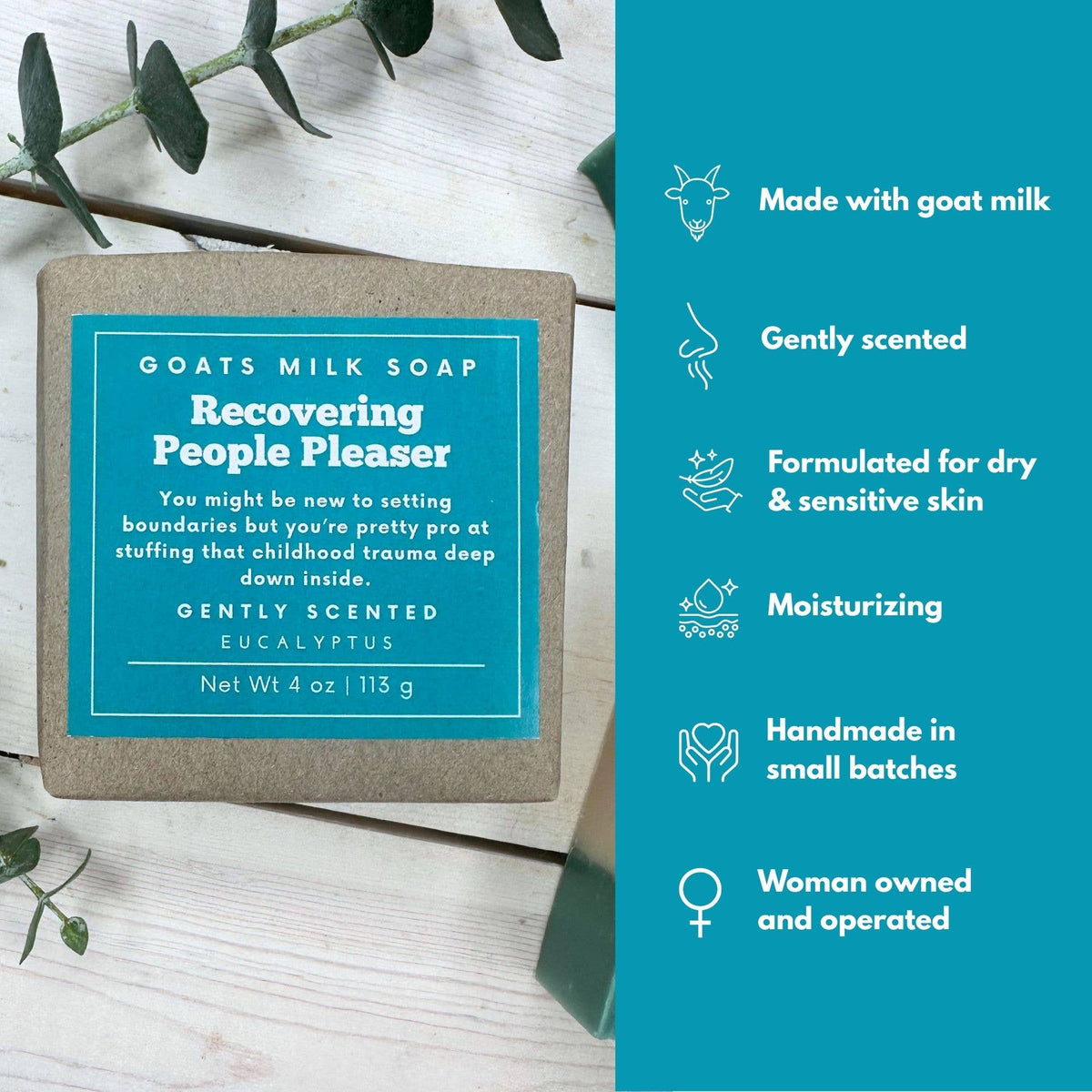 Eucalyptus Soap | Mental Health Humor | 4 oz Goat Milk Soap
