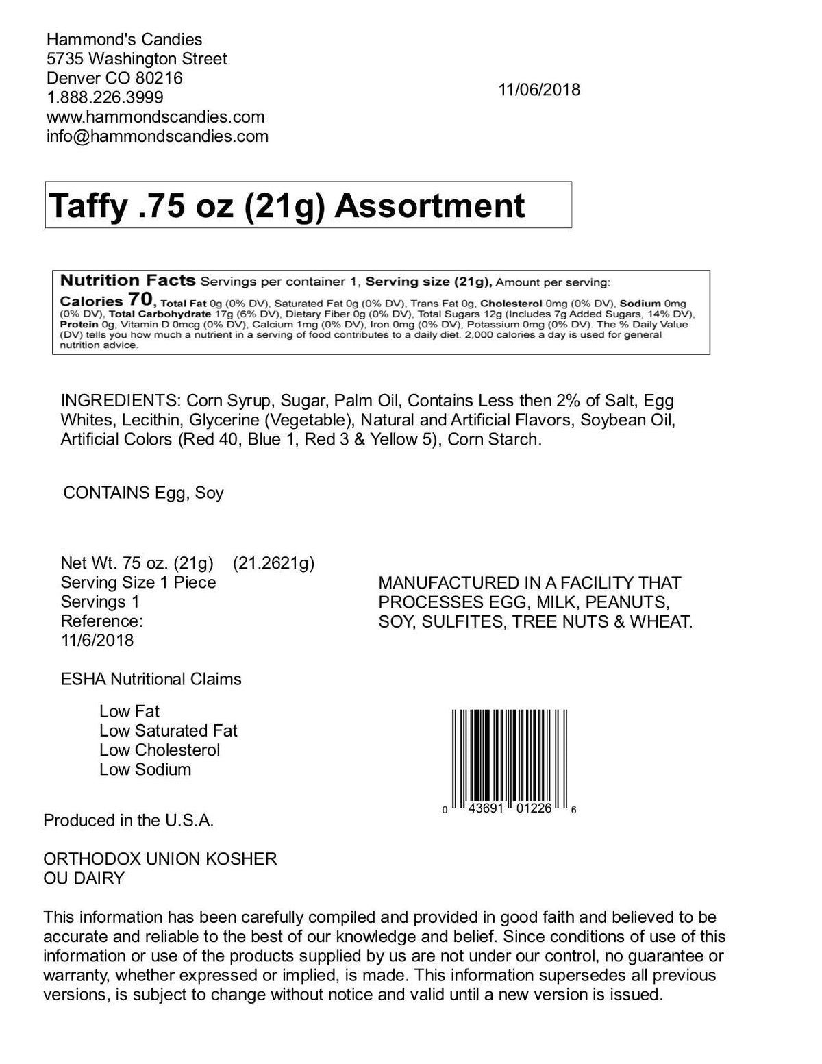 Hand-Pulled Flat Taffy - Flavor Asst
