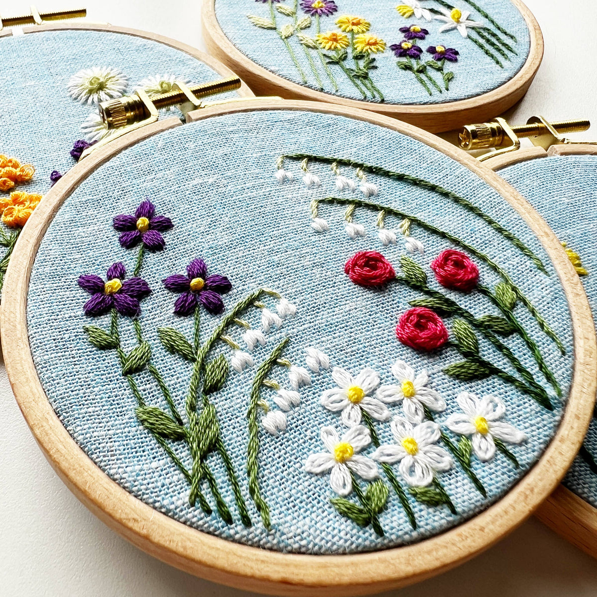 Family Flower Garden Hand Embroidery Kit, Choose Your Design