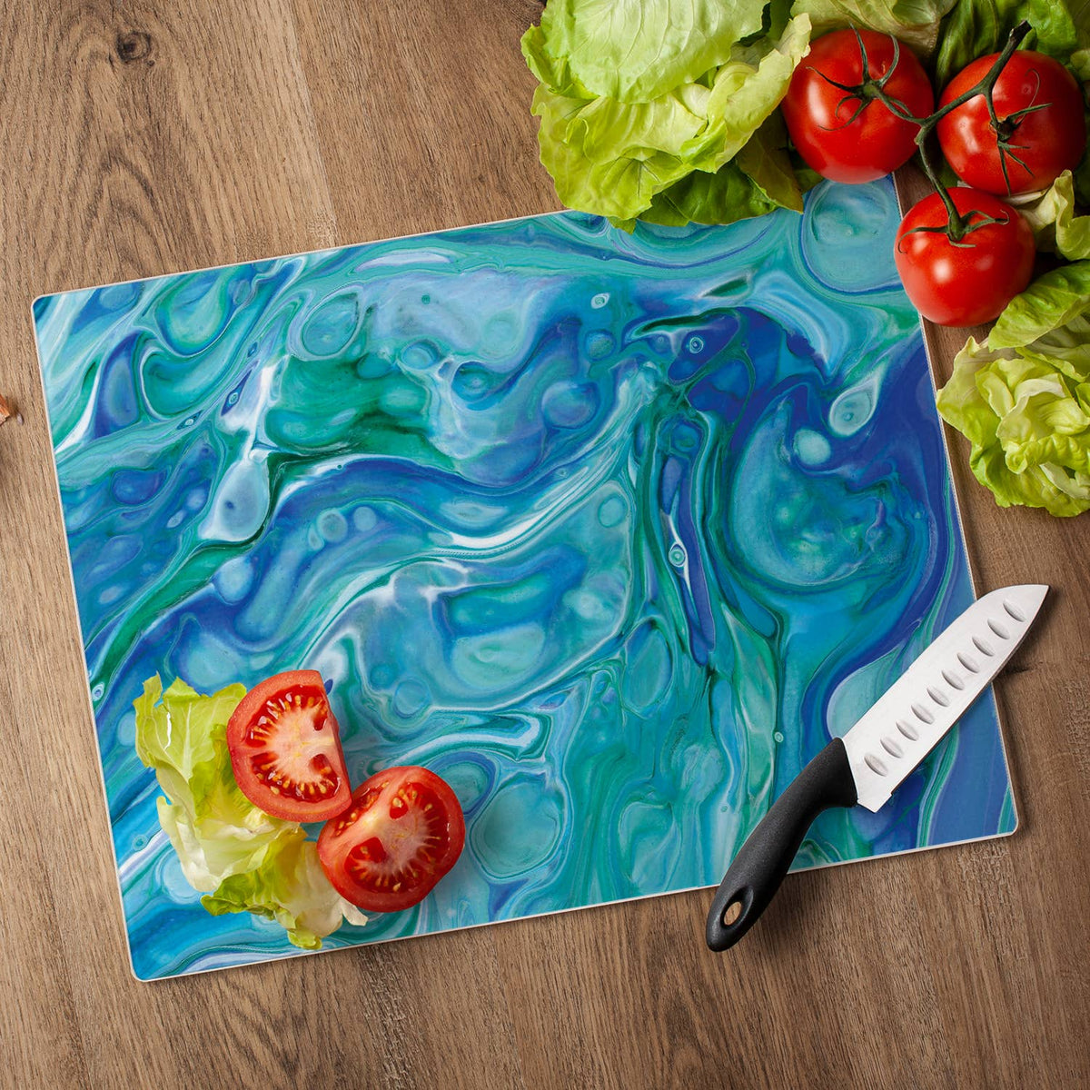 Ocean Vibe 15" x 12" Tempered Glass Cutting Board